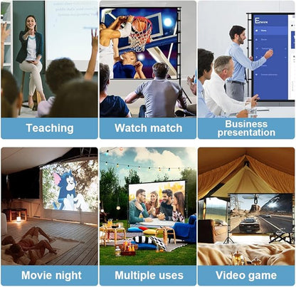 180 inch Projector Screen with Stand,HUANYINGBJB Outside Projection Screen, Portable 16:9 4K HD Rear Front Movie Screen with Carry Bag for Theater Backyard Movie Night,Cinema School, Churches,Parties
