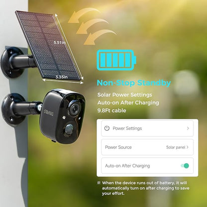 Vicohome 2G6B Best 2K Solar Security Camera Wireless Outdoor System, No NVR Needed, Battery Powered, Easy to Setup, Motion Detection,Two Way Audio,Color Night Vision, SD Slot, 180 Days Exchange Policy