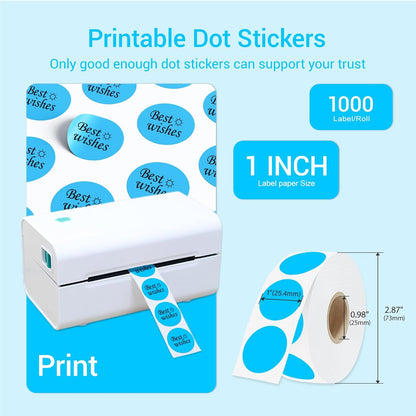 1 Inch Circle Dot Stickers 1000 PCS Color Coding Thermal Labels Dots Writable Printable Small Round Stickers for Office, Classroom, Inventory, Garage, Organizing Storage, DIY, Sky Blue