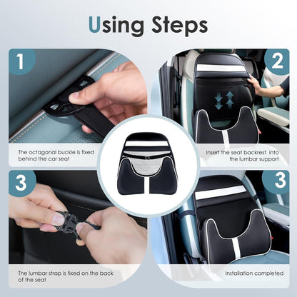 FLORICH Double Layer Breathable Mesh Lumbar Support Ergonomic Leather Lumbar Support Pillow with 3D Mesh Back Support and Adjustable Strap for CarSeat & Office Chair