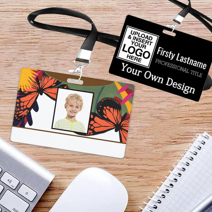 Custom Id Badge, Personalized Employee Photo Identification Card with Lanyard, Durable ID Card for Office Worker Doctor Nurse Student-Horizontal-Template1