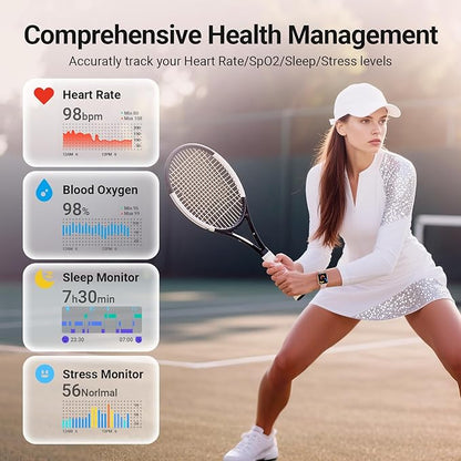 Smart Watches for Women Android iPhone (2 Bands), [1.85" AMOLED Screen] Smartwatch Fitness Tracker 3ATM Waterproof with Bluetooth Calls, AI Control, Heart Rate/SpO2/Sleep Monitor, 7 Days Battery