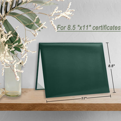 Diploma Cover 8.5x11 Inch, Graduation Certificate Holder - Elegant Faux Leather Folder for Graduation, Wedding Officiant,Forest Green-1 Pack