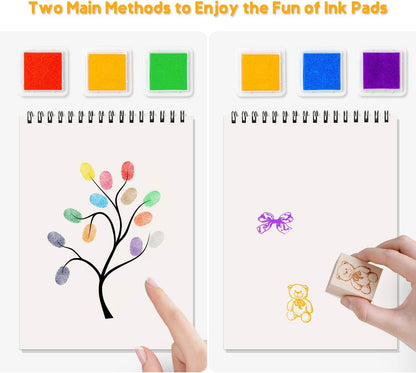 Ink Pad, 24 Colors Finger Washable Craft Ink Pad for Kids Stamp, 1.18X1.18''