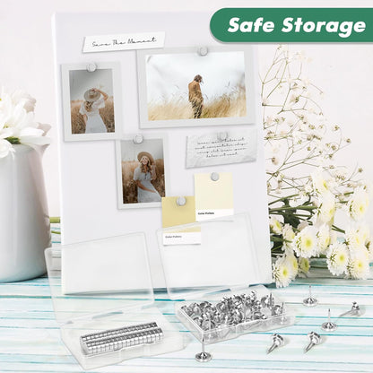 36 Pack Magnetic Pushpins, Silver Magnet Thumb Tacks, Metal Magnet Tacks, Decorative Pushpin Clip, Push Pins for Bulletin Board, Cork Board, Wall, Photo