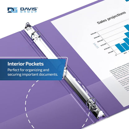 Easyview Premium 3-Ring Binders with Clear-View Covers and Round Rings, Binders for School or Office, 3 Inch, Pack of 6, Purple
