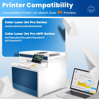 410A Toner Cartridges Color Laser Jet Pro M452 MFP M477 M377 series Compatible for HP 410A 410X Toner Cartridges 2 Pack for HP410A for Color Pro M452dw M452nw MFP M477fdw M477fnw M452dn M377dw M477fdn