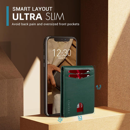 RUNBOX Wallet for Men Slim Rfid Leather 2 ID Window With Gift Box