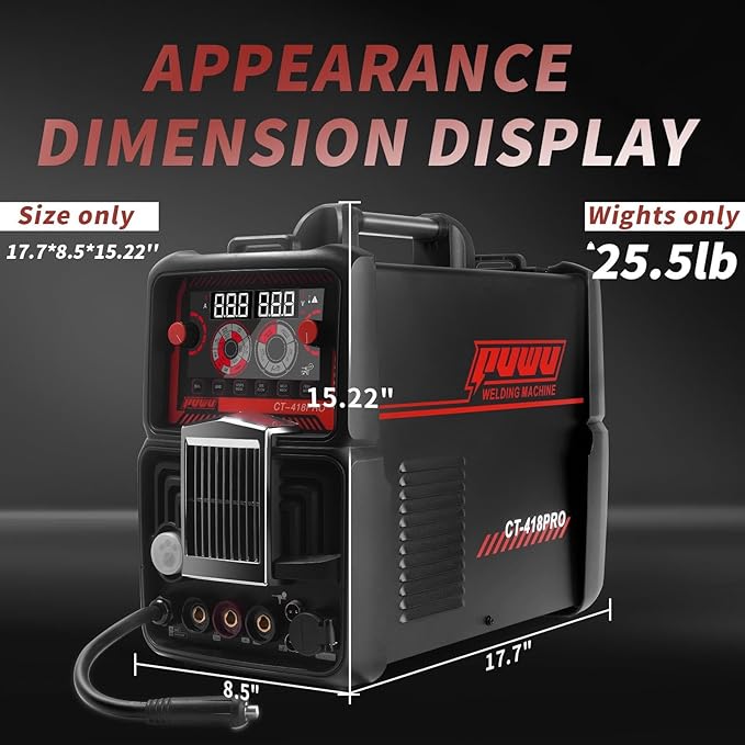 Plasma Cutter Welder Combo Gas MIG/Gasless MIG/Lift TIG/Stick/CUT 5 in 1 Aluminum Welding Machine with 110V/220V Dual Voltage Multi Process Welder