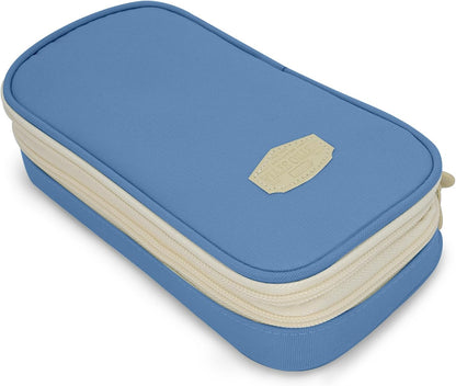 Large Capacity Pencil Case - Durable Zipper Aesthetic Pen Pouch, Big Storage Organizer for School, Office & Travel - Waterproof & Multi-Use (Light Blue)