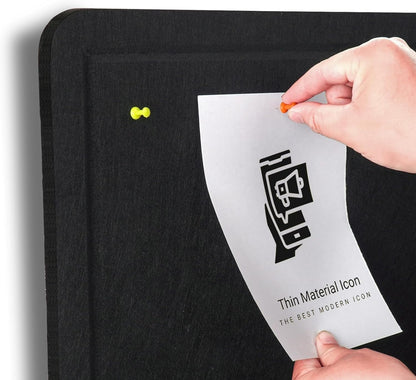 Bulletin Board, 23.5 X 17.5 inches Cork Board with 20 Pushpin, Felt Cork Board Notice Pin Board, Self-Adhesive Vision Board Mood Board Foldable Photo Board for Wall - Black