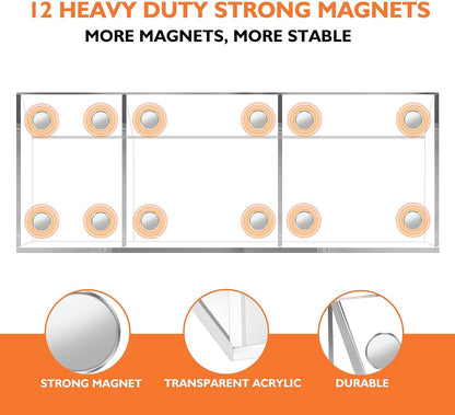 Magnetic Pen Holder Classroom Organization Acrylic Marker Holder for Whiteboard Refrigerator Locker Accessories Pencil Dry Erase Marker Basket (3 Compartments * 1)