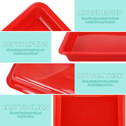 5 Pack Multicolor Plastic Art Trays - Activity Tray Crafts Organizer Tray Serving Tray for School Home Art and Crafts, DIY Projects, Painting, Beads, Organizing Supply