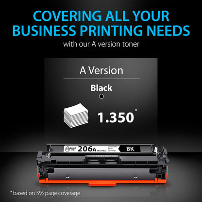 Smart Ink Compatible 206A Toner Cartridge Replacement for HP 206A Toner Cartridges (1 Black Pack) 206X with Chip to use with Color Laserjet Pro MFP M283fdw M283cdw Laserjet Pro M255dw M255nw