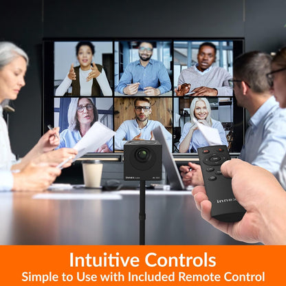 Innex Cube 4K 360 Degree Video Conference Camera with Multiple AI Modes, Dual Omnidirectional Mics, Remote, Plug and Play Conference Room Webcam for Zoom, Microsoft Teams, Open Space, Meeting Room