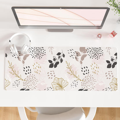 QIYI Large Mouse Pad for Desk, Cute Desk Mat for Desktop, Women Girls Office Décor Desk Accessories, PU Leather Waterproof Gaming Mousepad, Boho Botanical Desk Pad Computer Mat, 31.5" x 11.8"