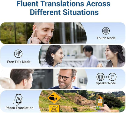 M3 AI Translation Earbuds Real Time, Language Translator Device in 144 Languages, 3-in-1 Offline Two-Way Audífonos Traductores, Live Translate Headphones, No Subscription Required (White)