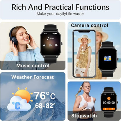 Smart Watch for Women Fitness Tracker: Make Answer Call Waterproof Running Smartwatch Android Phone iPhone Samsung Compatible Digital Mens Watches Pedometer Step Tracker Heart Rate Monitor