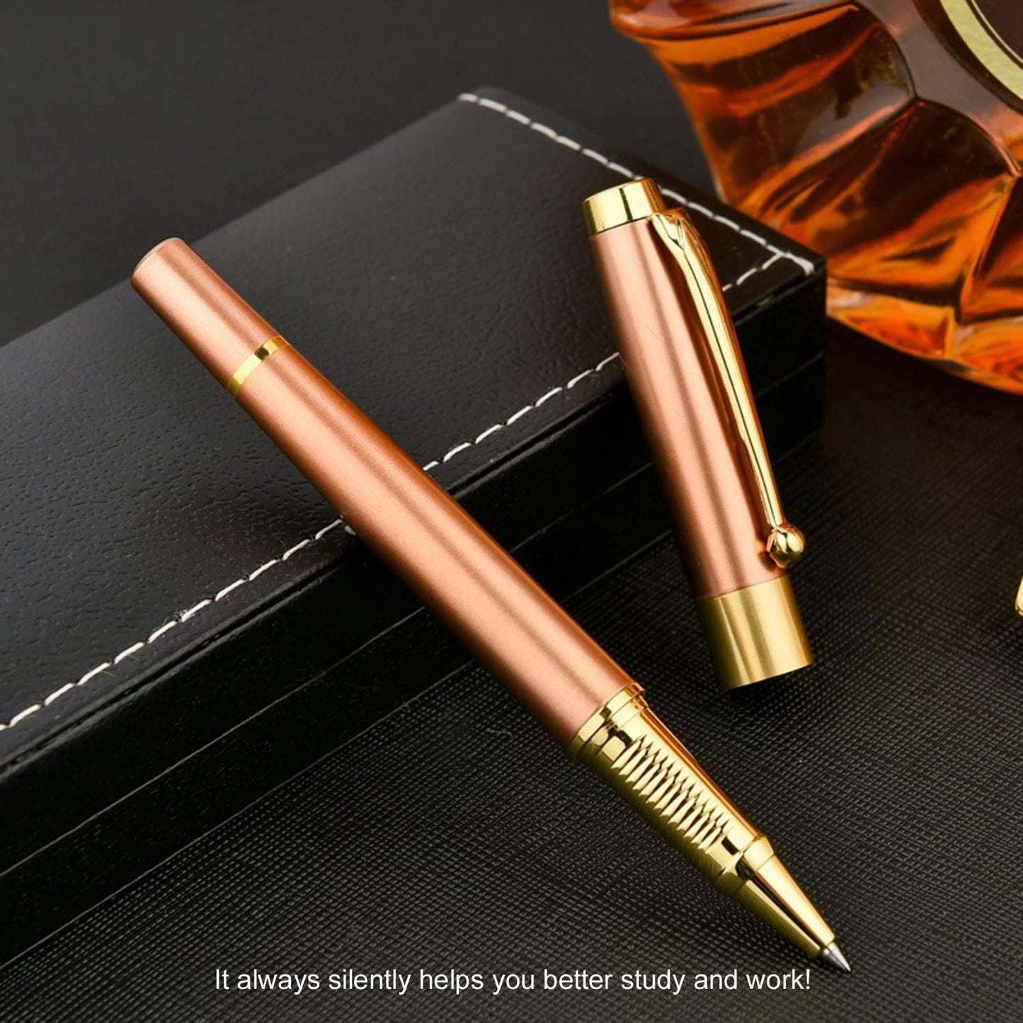 YIVONKA Ballpoint Pen Black Refill,Luxury Ballpoint Line width 0.5mm,Best Ball Pen Gift Set for Men & Women Professional Executive,Office,Nice BallPens Classy Gift Box (Rose Gold)