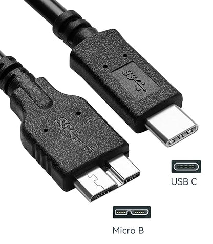 Micro B to USB C Cable, 3FT USB External Hard Drive Cable, High-Speed Data Transfer Cord for WD My Passport, Seagate, Toshiba, MacBook Pro/Air, iPad, iPhone 15/16, Samsung Galaxy S24, PC and More