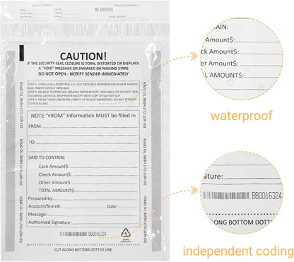 10 x 13 Inch Deposit Bags Security Pocket Bank Deposit Envelopes (White, 100 Pack)