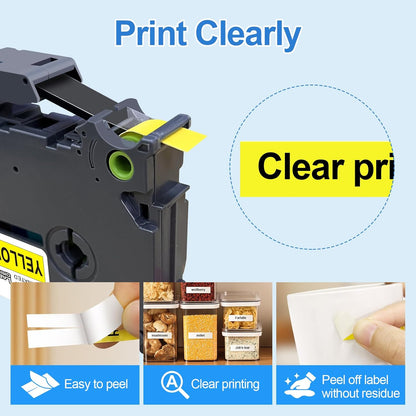Label Orison 3PK TZe-631 Label Tapes Compatible with Brother P-Touch Laminated TZ631 TZo631 use for PT-H110 PT-D210 PT-D400 PT-D600 Black on Yellow 0.47 Inch x 26.2 ft (12mm x 8m)