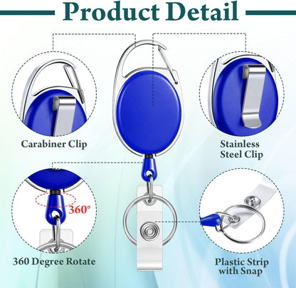 Laumoi 80 Packs Retractable ID Badge Holder Name ID Badge Reel Clips Keychain with Belt Clip and Key Ring for Office Worker Doctor Nurse Employee (Classic Color)
