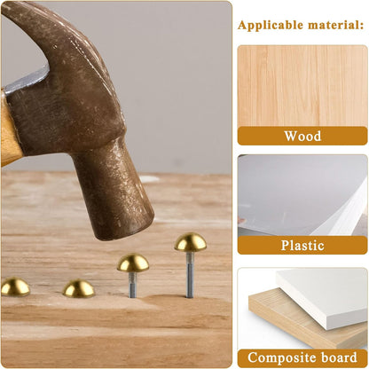 30 Pcs Retro Solid Pure Brass Tacks, 1/2",12 mm Upholstery Nails for Furniture, Decorative Brass Nails for Wood, Carpet Tacks, Cap Nails,Thumb Tacks, Brass Fasteners