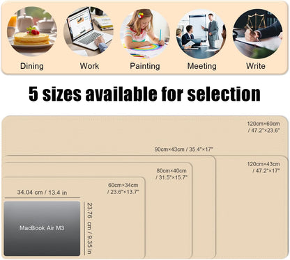 BLESWIN Large Desk Pad, 47.2'' x 23.6'', Office Desk Mat, Computer Mat for Desk, Leather Desk Pad Protector, Sewing Desk Blotter, Desktop Writing Pad for Office/Home/Decor Apricot