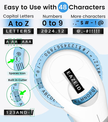 Label Maker Machine with Tapes Embossing, 3D Embossed Label Maker Vintage, Retro Embosser Manual Labeler Machine with 3Rolls Embossing Labels-Waterproof, Old School Labeler for Home Kitchen Office DIY