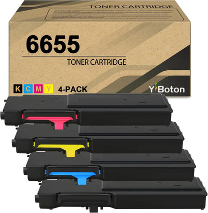 High Yield 6655 Toner Cartridge Replacement for Xerox 106R02744 106R02745 106R02746 106R02747 Toner Cartridge Compatible for Xerox WorkCentre 6655 6655i Printer (4-Pack B/C/M/Y)