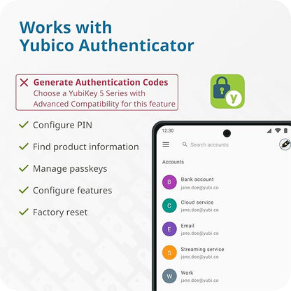 Yubico - Security Key C NFC - Basic Compatibility - Multi-Factor authentication (MFA) Security Key and passkey, Connect via USB-C or NFC, FIDO Certified