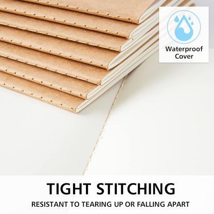 feela 30 Pack Blank Kraft Notebooks, Unlined Sketchbook Note Pad Travel Journal for Drawing Doodling Writing, Journal Bulk For Women Kids Students Office School Supplies, A5, 60 Pages, 8.3” X 5.5”