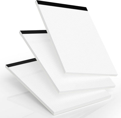 Dotted Journal Notepads 8-1/2 x 11, 3 Pack, Dot Journal Paper 8.5 x 11, Letter Size Large, Dotted Grid Note Pad for Planning Journaling, 70 GSM Pads of Paper, 1/5" Dots Writing Notes, 30 Sheets/Pad