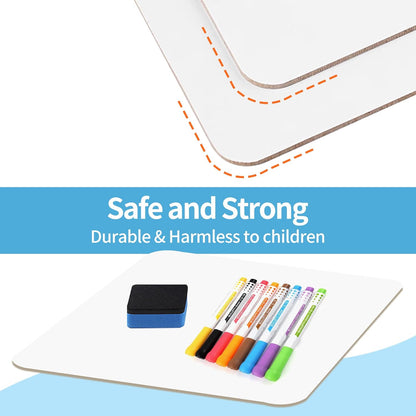 Dry Erase Lapboards Student Pack of 12,9x12 inch Double Sided White Boards,Small Mini White Dry Erase Boards for Students Whiteboards Including Mini Dry Erase Erasers and Colored Markers
