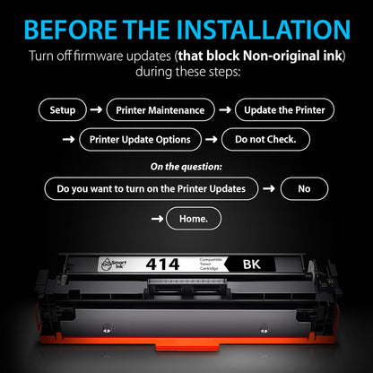 Smart Ink Compatible 414A Toner Cartridge Replacement for HP 414 A with Built-in Chip (2 Black Pack) to use with Color Laserjet Pro MFP M479fdw M479fdn M479fdw M454dw M454dn