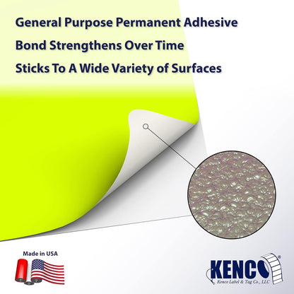 Kenco Color Coding 3 X 5 Rectangle Labels, Inventory Control Stickers 500 Labels Per Roll, Made in The USA (Fluorescent Yellow)