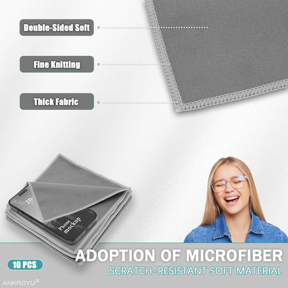 10 Cleaning Cloth, Hearing Aid Cleaning Wipes, Microfiber Dust Remover, Reusable Glasses Cleaning Wipes, Clean Dry Wipes for Glasses, Lens, Screens & More