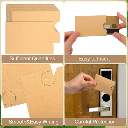 Thenshop 2000 Pieces Credit Card Sleeves Hotel Key Holder Blank Gift Envelopes Writable Printable Gift Card Sleeves White Key Sleeve Protector for Business, 2.4 x 3.5 Inch (Brown)