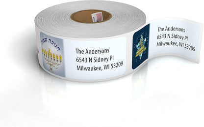 Customized Personalized Address Labels - Made in The USA by Kenco (500 Labels, Hannukah)