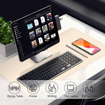 Leather Desk Pad Protector, 39.4'' X 17'' Large Mouse Pad, Office Desk Mat, Non-Slip PU Leather & Suede Base Desk Blotter, Laptop Desk Pad, Desktop Mat for Office Home, Beige