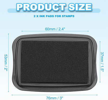 PATIKIL 3"x2" Large Stamp Pad, 2Pcs Washable Craft Ink Pad for Rubber Stamp Card Making Stamping Scrapbook Fingerprint Handprint, Black