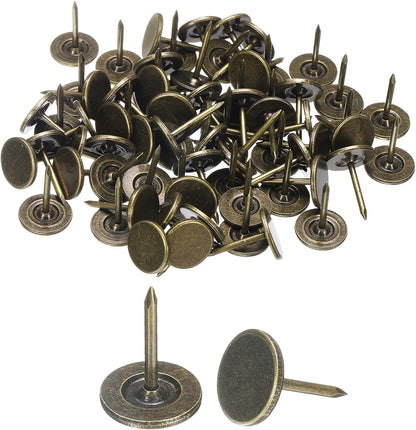 uxcell 150Pcs Upholstery Tacks, 11mmx15mm Flat Head Thumb Tack Decorative Furniture Nails Push Pins for Furniture Sofa Headboards, Bronze