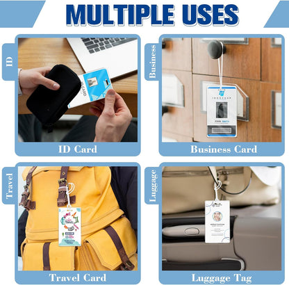 XUWAIDSGN 200 Pieces 5 Mil 2 1/2" x 4 1/4" Laminating Luggage Tags with Loops Thermal Lanyard Laminating Pouches Resealable for Work Permits Pass Cards Student ID Cards (200, 5 Mil)