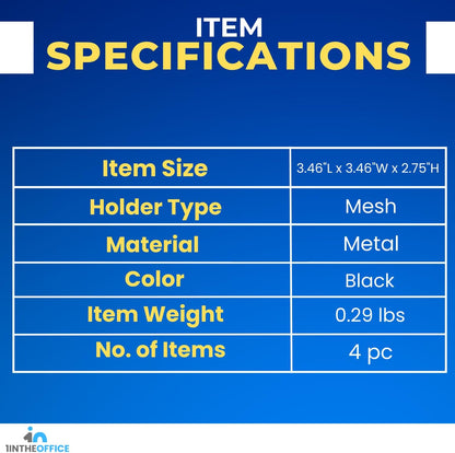 1InTheOffice Mesh Paperclip Holder For desk, Paperclip Holder Desk Accessories Holder (4 Pack)