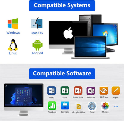 2-in-1 USB Type C Presentation Clicker Wireless Presenter Remote Clicker, Rechargeable Clicker for Powerpoint Presentations, Google Slide Advancer Slideshow Presnetation Clicker (Aluminium Alloy)