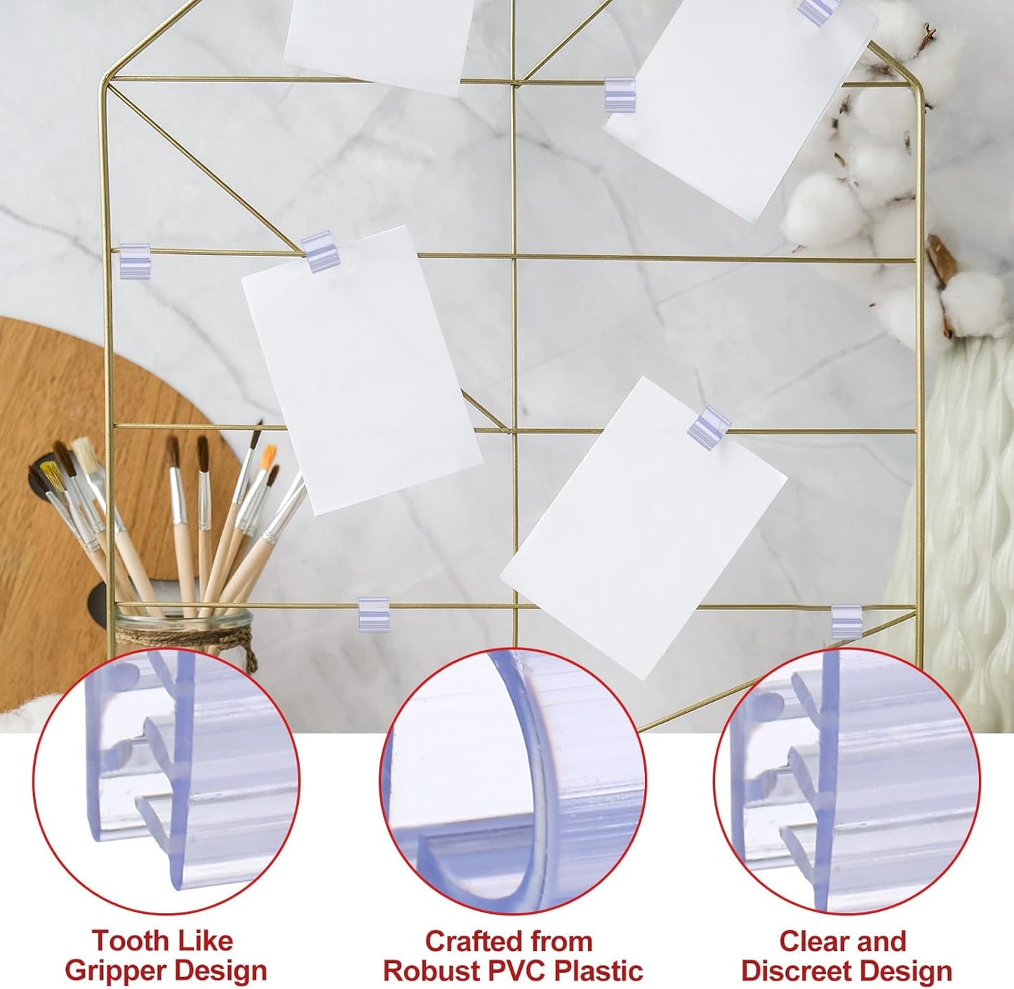 Kathfly 100 Pcs Gridwall Sign Holder Clip 1/2 Inch Wire Shelf Label Holder Clip on Price Tag Card Display Gridwall Accessories for Wire Rack Slatgrid Shelves & Baskets