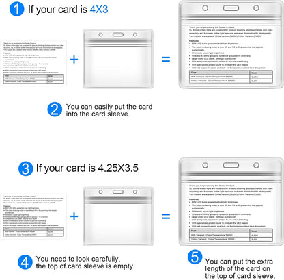 100PCS Thick Horizontal ID Cards Holder 4.52x4.13 Inchs Vaccination Card Holder Protector Clear PVC Sleeve Business Card Badge Holder with Waterproof Type Resealable Zip