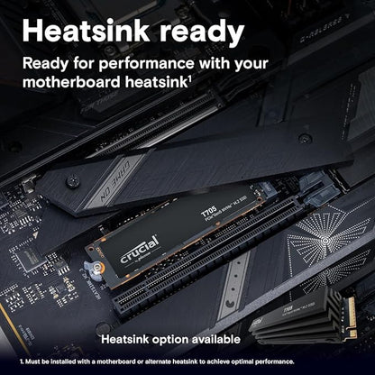 Crucial T705 PCIe Gen5 NVMe 1TB SSD, Up to 13,600MB/s, TLC NAND, Intel & Ryzen Compatible, for Hardcore Gaming & High-Speed Storage, Solid State Drive, Includes 1Mo Adobe CC – CT1000T705SSD3