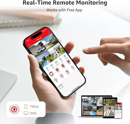 Wired Security Camera System, 4CH 5MP Lite CCTV Surveillance DVR Kit with 4 x 3MP Home AHD Security Camera for Outdoor Use, IP66 Waterproof Metal Shell,Remote Access,Smart Detection,500G HDD